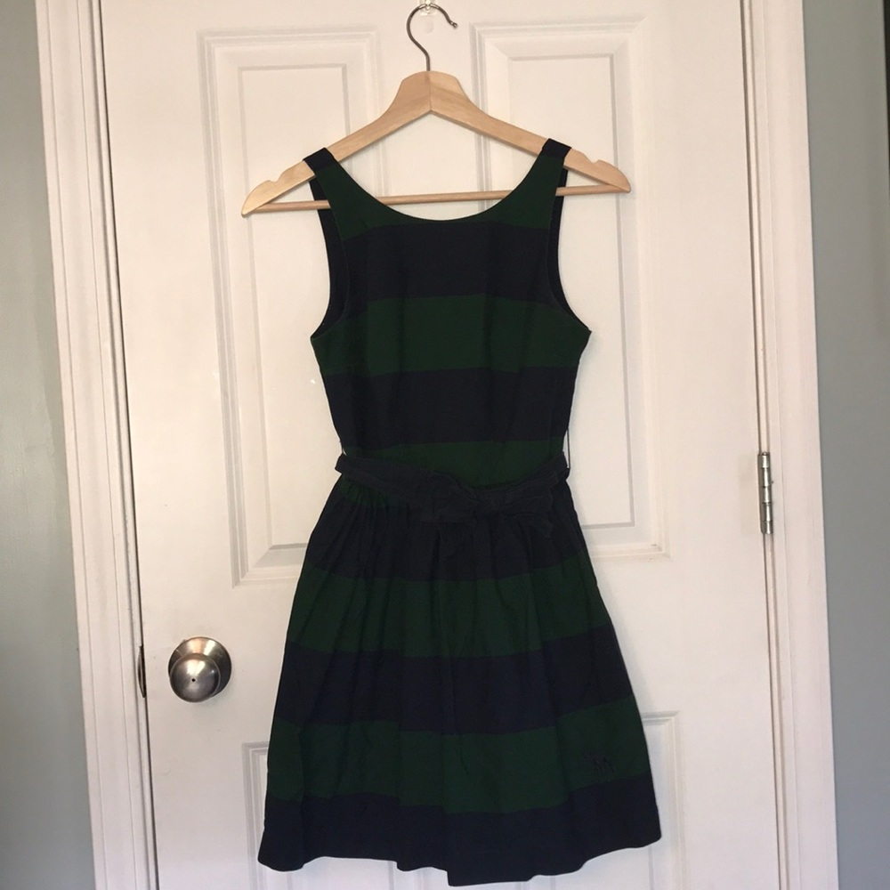 Abercrombie- navy blue/green striped dress